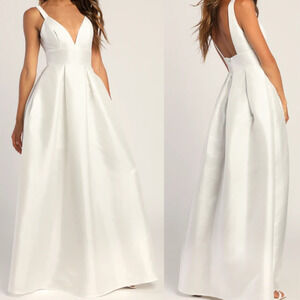 LULU'S Maniju L Ready For Romance Ivory Sleeveless Maxi Wedding Dress NWT B99